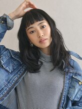 ララルーモ 渋谷公園通り店(LaLarOomo) 眉上バングの黒髪ウェットヘア