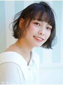 切りっぱなしボブ/ミニボブ/ニュアンスパーマ/ゆるふわボブ