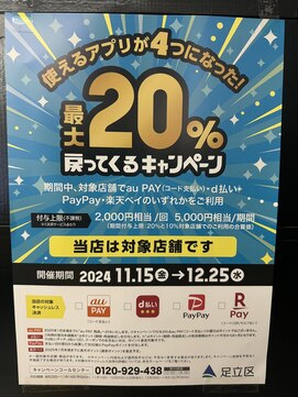 ヘアースタジオ ミツル(hair studio 326) 使えるアプリが4つになった最大 20%戻ってくるキャンペーン