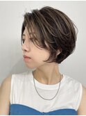 丸みショート・ボブ/丸顔/前髪なし/絶壁解消/20代/30代/長め