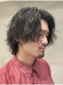 仙台波巻きスパイラルパーマメンズマッシュウルフ緩め強め30代◆
