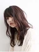ほつれウェーブダークレッド　20代30代40代大人クール