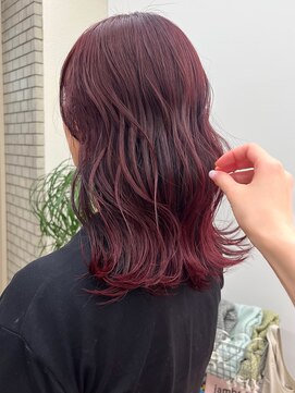 パークレーン アイス イヴェン(park lane ICI yeven) 20代ブリーチなしボルドーワインレッドエンドカラー/akari