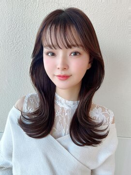 アフロート エル 大阪(AFLOAT L) 暗髪で出せるこなれ感！フェイスレイヤー×ナチュラルセミロング