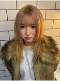 17489抜きっぱなしブロンドフォックスカラーロングルーツカラー