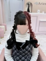 ヘアセット アリエス 池袋駅東口店(Aries) 髪の毛リボンツイン編みおろし