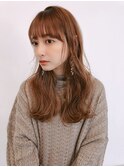 前髪厚め韓国風デジタルパーマミニウルフテラコッタくすみブルー