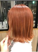 ピンク？オレンジ？ニュアンス春カラー(ブリーチ1回)