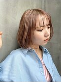 - ブリーチ  ×  ピンクベージュ　×  切りっぱなしボブ -