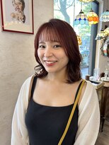 フェイバー 警固店(FAVOR)&nbsp;ピンクレッド/レッドブラウン/ミディアムヘア/オージュア