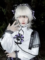 ドットハリス(.Hallis)&nbsp;レイヤーカット/ホワイトカラー/裾カラー/ホワイトブリーチ