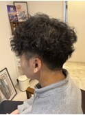 メンズパーマスパイラルパーマツーブロック刈り上げマッシュ
