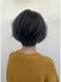 大人可愛い30代40代50代ナチュラルショートボブオリーブベージュ
