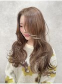 黒髪クラゲヘアーオリーブグレー小顔ココアベージュ