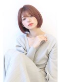 ことりベージュ毛先パーマ大人かわいい小顔フレンチボブ大人ボブ