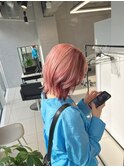 ボブ切りっぱなしボブハイトーンブリーチピンクヘア
