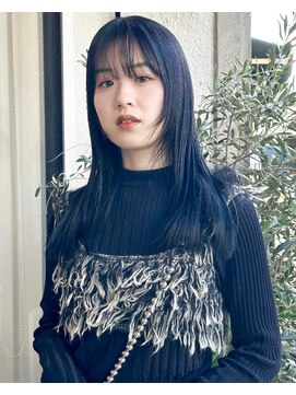 リテ(rite) 顔まわりレイヤー、ネイビーカラー　ブリーチ