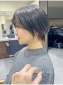 黒髪/30代40代50代/丸みくびれショート/小顔前髪あり/西宮北口