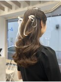 リボンアレンジハーフアップ