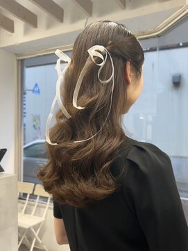 リボンアレンジハーフアップ