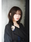 顔まわりレイヤー/鎖骨/ミディアム/ブラウン/SYUK高円寺/坂元