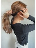 ケアブリーチ×重めロングベージュ
