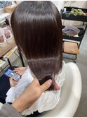 暗めのピンクブラウン◎縮毛矯正でサラサラ◎