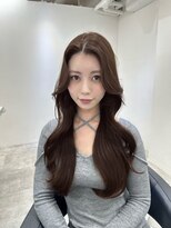 前髪ありグレージュ似合わせカット韓国ウェーブミディアム銀座