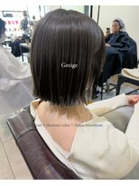 グレージュ　ベージュカラー　外ハネボブ　レイヤーボブ骨格補正