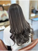 ホワイトベージュハイライトロングヘアシールエクステ