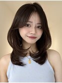 ミディアムレイヤーレイヤーカット透明感カラーブラウン