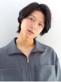 大人の色気メンズミディアムウルフ×艶感黒髮<博多駅前>