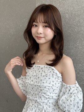 ハローバイシー 仙台(Hello by Sea) ココアベージュ×レイヤー[小顔/黒髪/オリーブグレー]