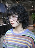 黒髪前髪カットミディアム韓国ヘア_ba574091