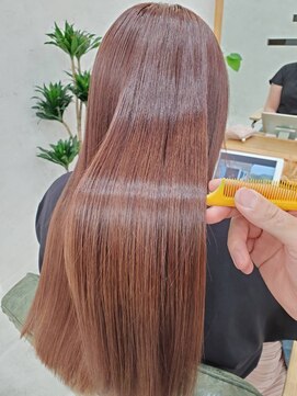 オールバイオー(Owl by oOo) モテ髪 髪質改善ストレート×ほんのりピンクベージュ