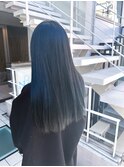 ブリーチなしダブルカラー　暗髪　ブルーブラック