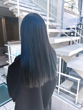 アソビ 表参道(ASOBI) ブリーチなしダブルカラー 暗髪 ブルーブラック