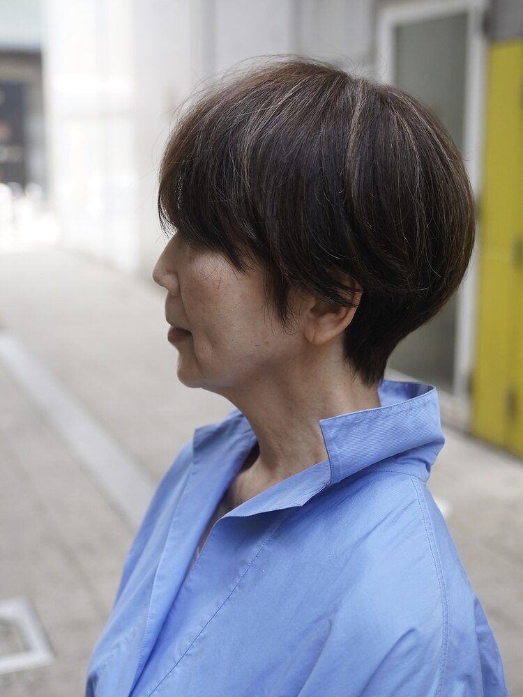 マッシュ/ショート/白髪ぼかし/ハイライト/40代/50代/60代：L182015514 