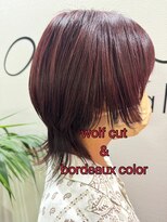 スウィープ 札幌大通(sweep) ウルフカット&ボルドーカラー