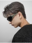 韓国マッシュカルマパーマコンマバングセンターパート黒髪ウルフ