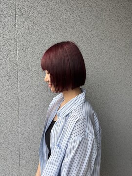 パウダーヘアー(powder hair) ミニボブ × ボルドーカラー