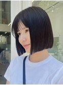 ボブミルクティーベージュブリーチダブルカラー堀江