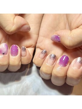 ヘアーアンドネイル キ アンティ(Hair&Nail Ki anty) ラメグラ×ドットネイル