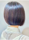 大人ショートボブ髪質改善×丸みショート前髪あり春ボブ