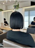 切りっぱなしボブ/黒髪ボブ/重めボブ/まとまる/多毛/広がり