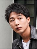 原宿メンズパーマルーズショートアクティブショートツイスパ緩め