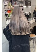 グレージュ・ダブルカラー・シルバーヘア・ダブルカラー・ロング