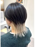 メンズウルフカットホワイトカラーインナーカラー