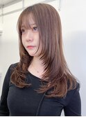 ロング美髪韓国ヘアおくれ毛顔周りレイヤー_ba543591
