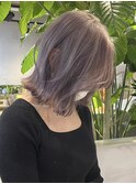 渋谷ブリーチカラータッセルボブ顔周りレイヤー切りっぱなしボブ